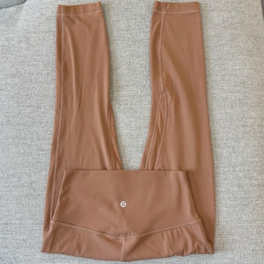 Lululemon Double Align High Rise Crop Leggings Size 6 In Light Brown 23"